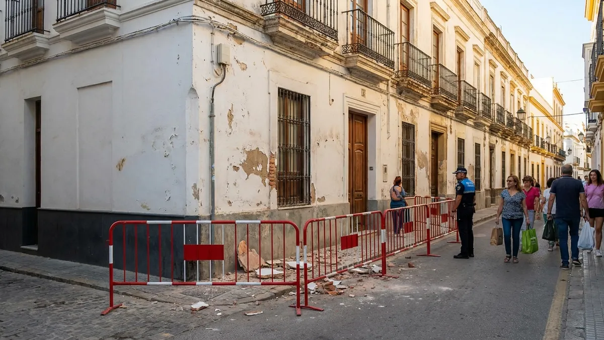 Alerta en calle Larga: desprendimiento de cascotes obliga a revisar fincas del centro histórico